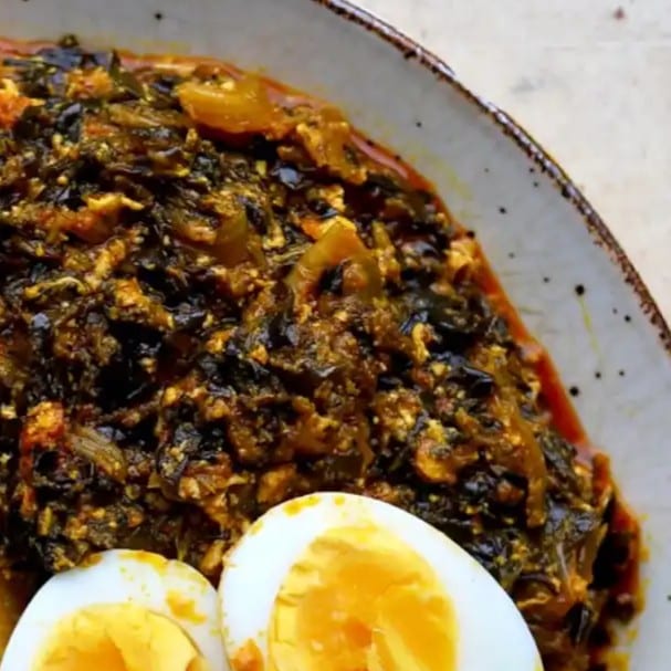 White Rice W Spinach Stew Egg.